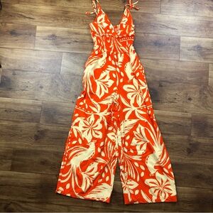 Patrons of Peace Arcadia Jumpsuit Orange Tropical Print Romper
